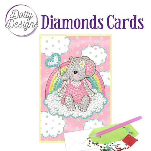 Dotty Designs   Diamond Painting Wenskaart Roze Olifant