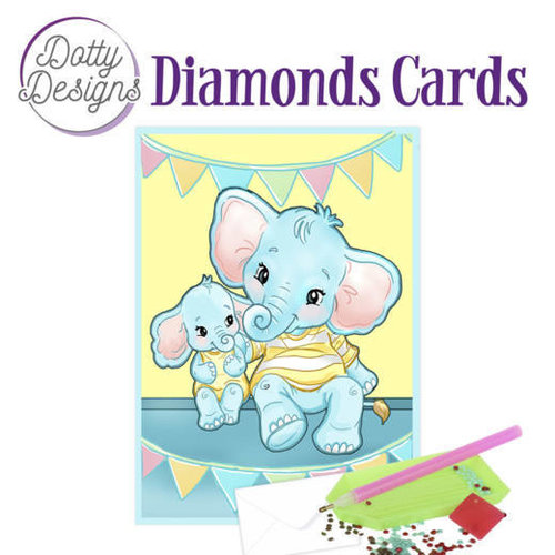 Dotty Designs   Diamond Painting Wenskaart Olifant Verjaardag