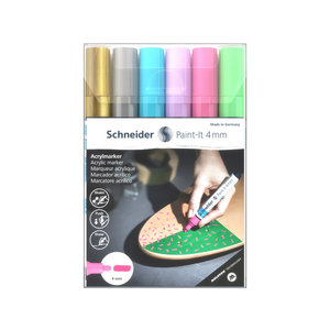 Schneider Acryl Marker Schneider Paint-it 320 4mm etui 6 stuks Pastelkleuren