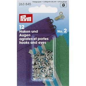 Prym Haken & Ogen Ms 2 Zilver12 stuks