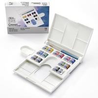 Winsor & Newton Cotman Water Colour Compact Set 14 halve napjes + 1 penseel + palet