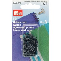 Prym Haken & Ogen Messing N°3 Zwart 12 stuks