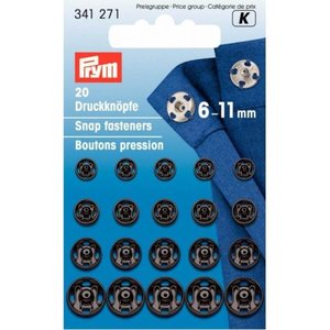 Prym Prym Aannaaidrukknopen 6-11mm Zwart 20 stuks