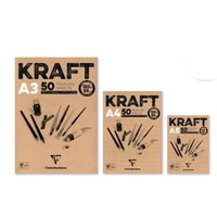 Kraft papier bruin blok 50 vellen 120 grams Clairefontaine