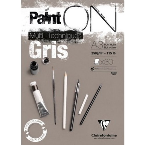 Clairefontaine Clairefontaine Paint On A Gris 250 gram 30 vel Multi Media