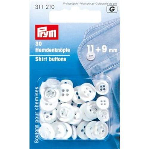 Prym Knopen voor Hemden 4 Gaatjes 11+9mm 20 stuks