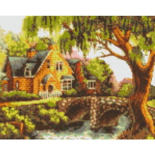 PixelHobby Pixelhobby patroon 809134 Huis met brug met geschenkverpakkiing