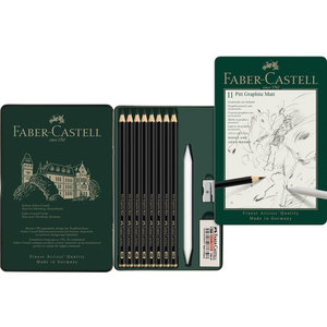 Faber Castell Grafietpotlood Faber-Castell Pitt Mat Etui set 11 stuks