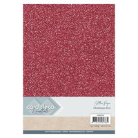 Glitter papier Kerstrood 230 grams 6 vel A4 formaat