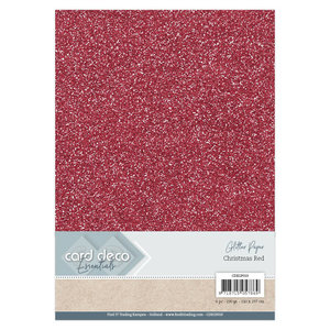 Card Deco Glitter papier Kerstrood 230 grams 6 vel A4 formaat