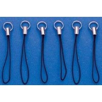 Koord voor telefoon zwart 7 cm 6 stuks