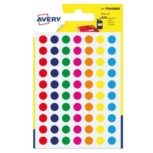 Etiket Avery 8mm rond 420 stickertjes