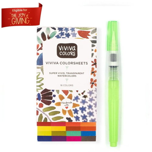 Viviva Coloursheets met 16 kleuren en Waterpenseel met reservoir