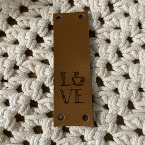 Leren label Love 10 × 3 cm