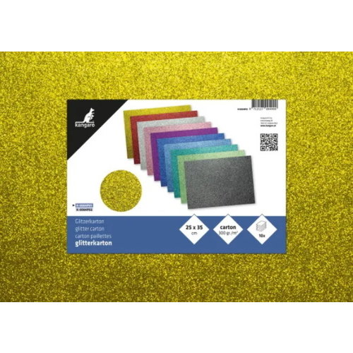 Kangaro Glitterkarton 10 vel 25x35cm 10 kleuren 300 grams