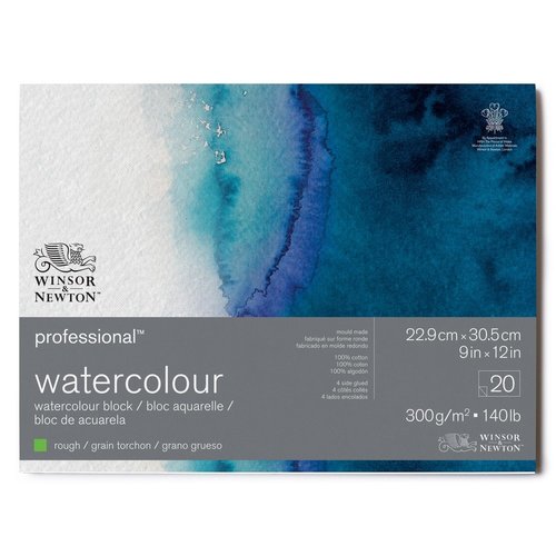 Winsor & Newton Winsor and Newton Professioneel Aquarelpapier Rough 100% Katoen rondom verlijmd 20 vel