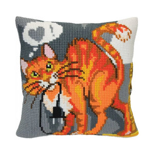 Collection D Art Collection D Art Kussen borduurpakket Sly Cat 5406