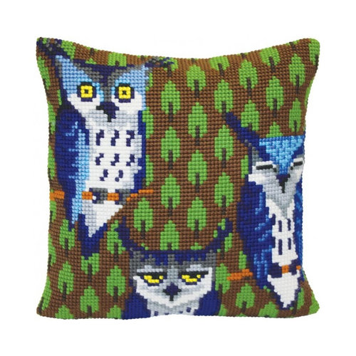 Collection D Art Collection D Art Kussen borduurpakket Owls in the Forest 5417
