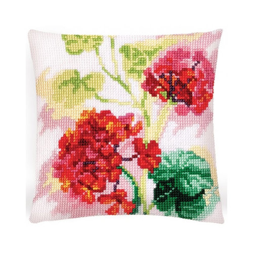 Collection D Art Collection D Art Kussen borduurpakket Red Geranium  5418