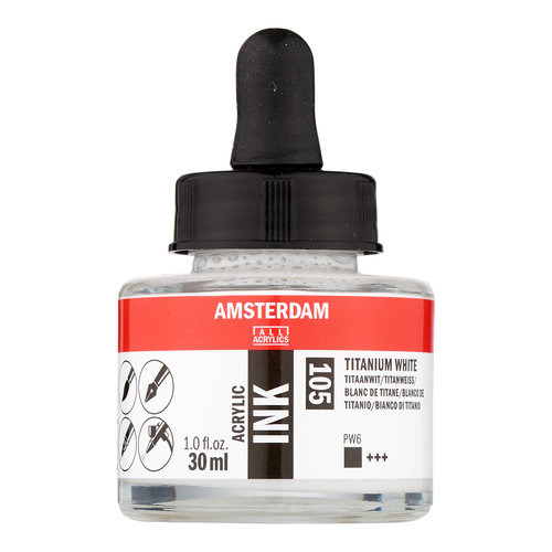 Amsterdam Amsterdam Acrylic Ink Fles 30 ml Titaanwit 105