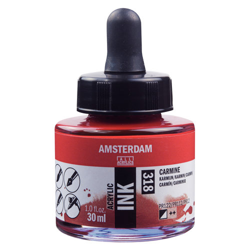 Amsterdam Amsterdam Acrylic Ink Fles 30 ml Karmijn 318