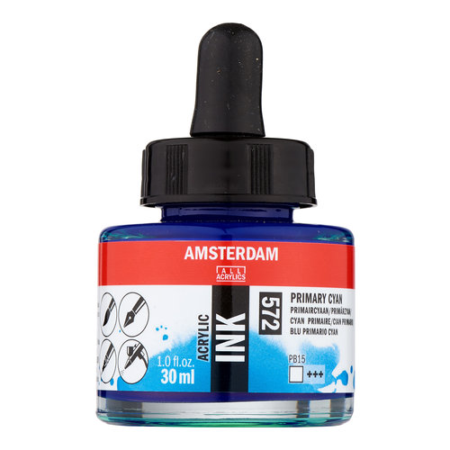 Amsterdam Amsterdam Acrylic Ink Fles 30 ml Primaircyaan 572