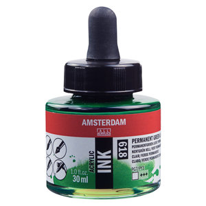 Amsterdam Amsterdam Acrylic Ink Fles 30 ml Permanentgroen Licht 618