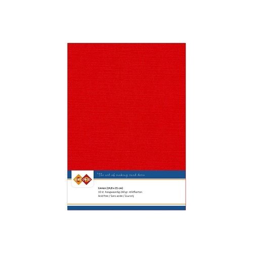 Card Deco Linnenkarton Rood A5 240 grams 10 vellen