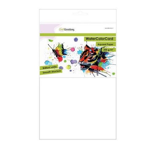 CraftEmotions CraftEmotions WaterColorCard briljant wit 10 vel A4 200 gram