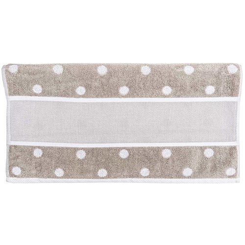 Rico Design Badhanddoek Beige Wit met Witte Stippen en Borduurband 50 x 100 cm