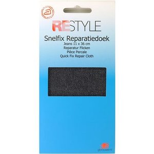Restyle Restyle Snelfix reparatiedoek jeans 11 x 36 cm opstrijkbaar Zwart  211