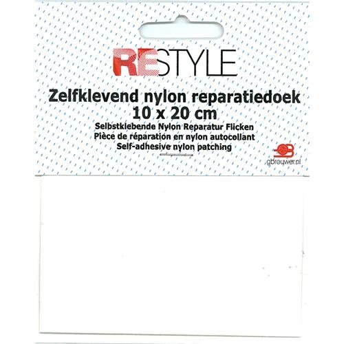 Restyle Restyle Zelfklevende Nylon Reparatiedoek 10 x 20 cm Wit