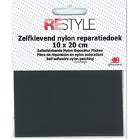 Restyle Zelfklevende Nylon Reparatiedoek 10 x 20 cm Zwart Grijs