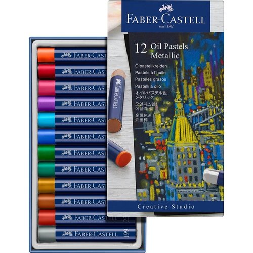 Faber Castell Oliepastelkrijt Faber-Castell Metallic 12 stuks assorti kleuren