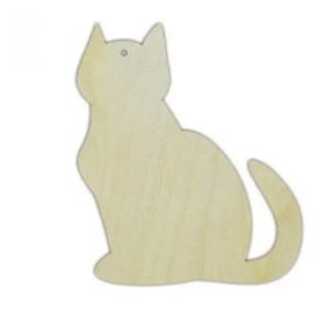 Houten Woodsie Kat 10 x 12 x 0.4 cm