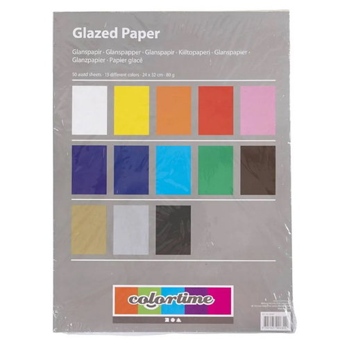 Creotime Glanspapier 50 vel 80 grams in 13 kleuren