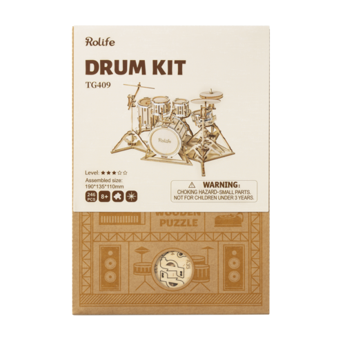 Robotime Robotime 3D Houten Puzzel Muziekinstrument Drumstel TG409