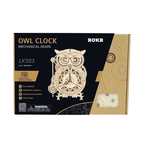 Robotime Robotime 3D Houten Puzzel Owl Clock LK503