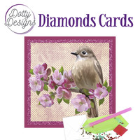 Diamond Painting Kaart Bird on Flowering Branch