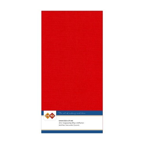 Card Deco Linnenkarton Vierkant Rood 240 gram 10 vel