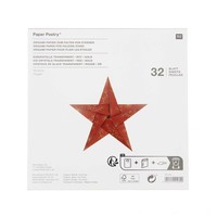 Origami 15x15 cm transparant ijskristallen Rood Goud 32 vel