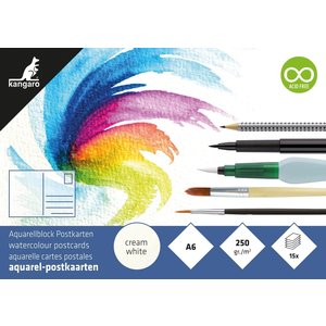 Kangaro Postkaarten Aquarel Kangaro blok 15 vel 300 grams A6 Kangaro Postkaarten Aquarel Kangaro blok 15 vel 300 grams A6