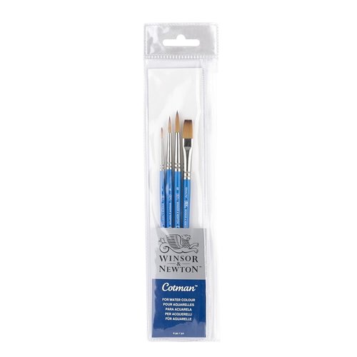 Winsor & Newton Cotman Aquarelpenselen set 3 rond en 1 plat