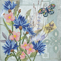Needleart Voorbedrukt Borduurpakket Cornflower Field