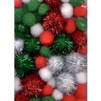 Pompom Set Kerstkleuren 50 stuks