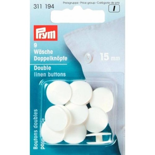 Prym Prym Slopen Knopen 15 mm Wit 9 stuks