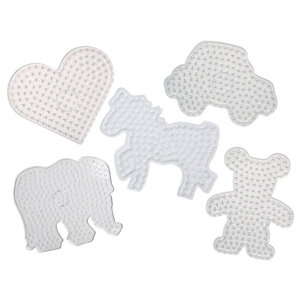 Playbox Playbox Maxi Strijkkralen Grondplaten Set 5 Paard, Olifant, Beer, Hart en Auto