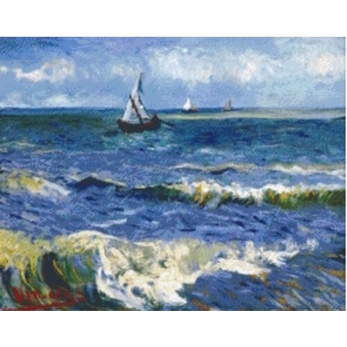 PixelHobby Pixelhobby Patroon 5687 van Gogh Zeezicht bij Les Saintes Maries de la Mer 25 basisplaten