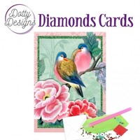 Diamond Painting Kaart Birds and flowers