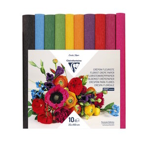 Clairefontaine Bloemisten Crêpepapier 10 Rollen 25 x 100 cm  Mix felle kleuren